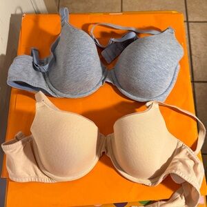 Ambrielle Blue and White T-Shirt Bra Duo